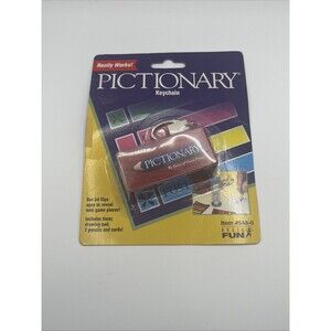 Vintage 2002 Pictionary Mini Travel Game Keychain Basic Fun New In Package